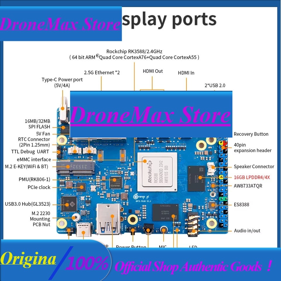 Orange Pi 5 Plus 32Gb - Scheda Singola DroMaRockchip RK3588 Orange Pi
